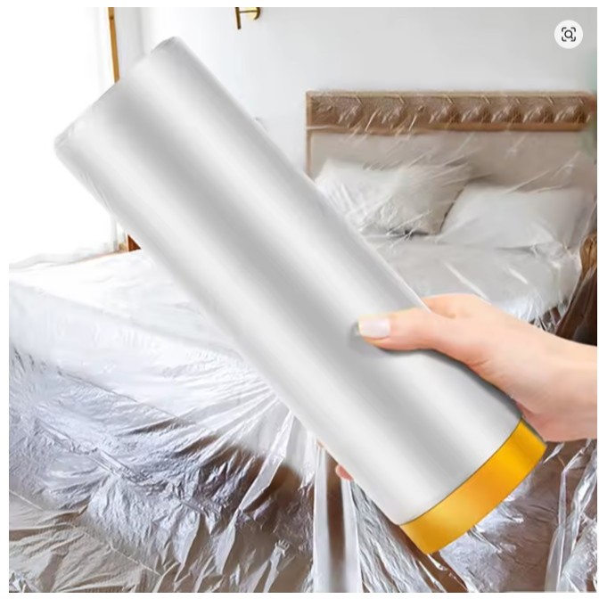 Plástico com Fita Crepe para Pintura e Proteção de Superfícies em Oferta na Shopee