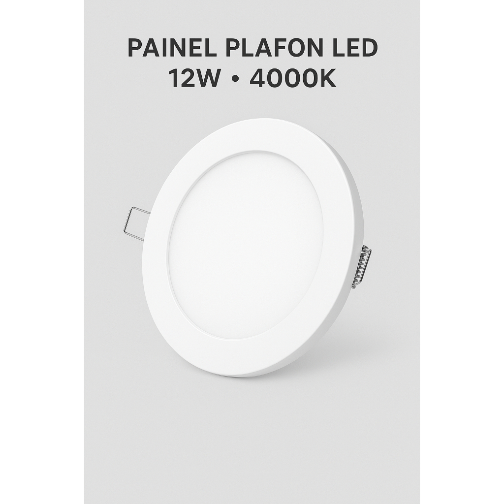 Painel PLafon Luminária LED Redondo Embutir 12w 4000K 17x17