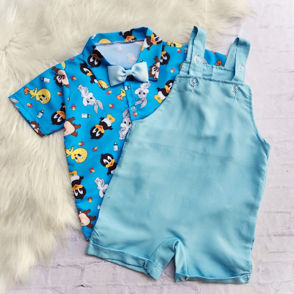 Roupa Looney Tunes Baby 2 Peças Jardineira + Camisa