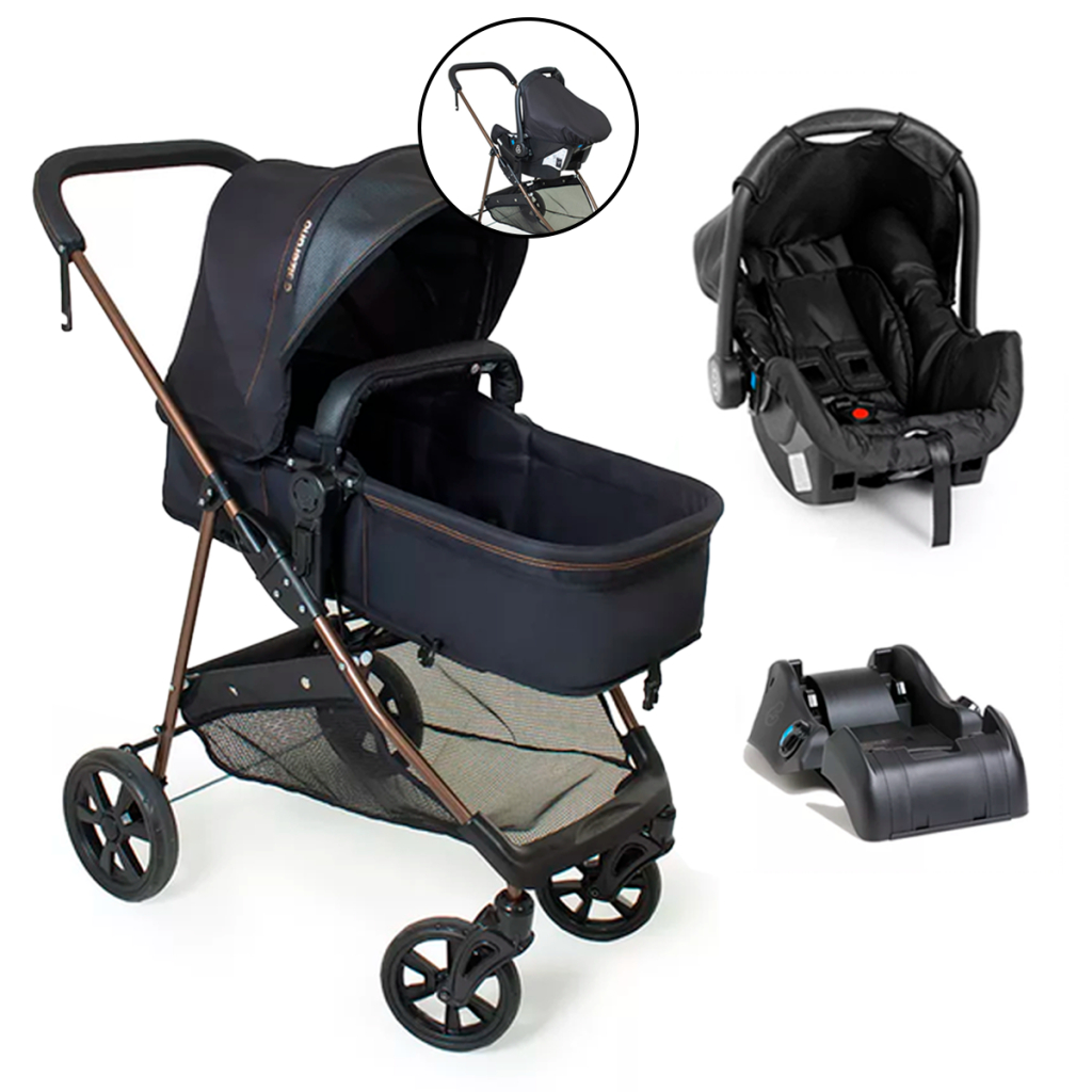 Carrinho de Bebê Berço Moisés Passeio Napoli Travel System Galzerano