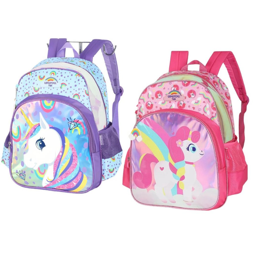 Mochila Unicórnio de Costas Luxcel Up4You Unicórnio Roxa ou Rosa Infantil Juvenil 17L Original