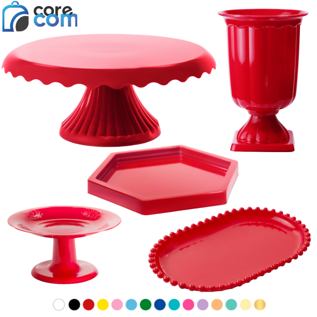 Kit 1 Boleira Cake Renda 22, 1 Band Sextavada, 1 Mini Cake, 1 Bandeja Perolada, 1 Vaso Romano em Oferta na Shopee