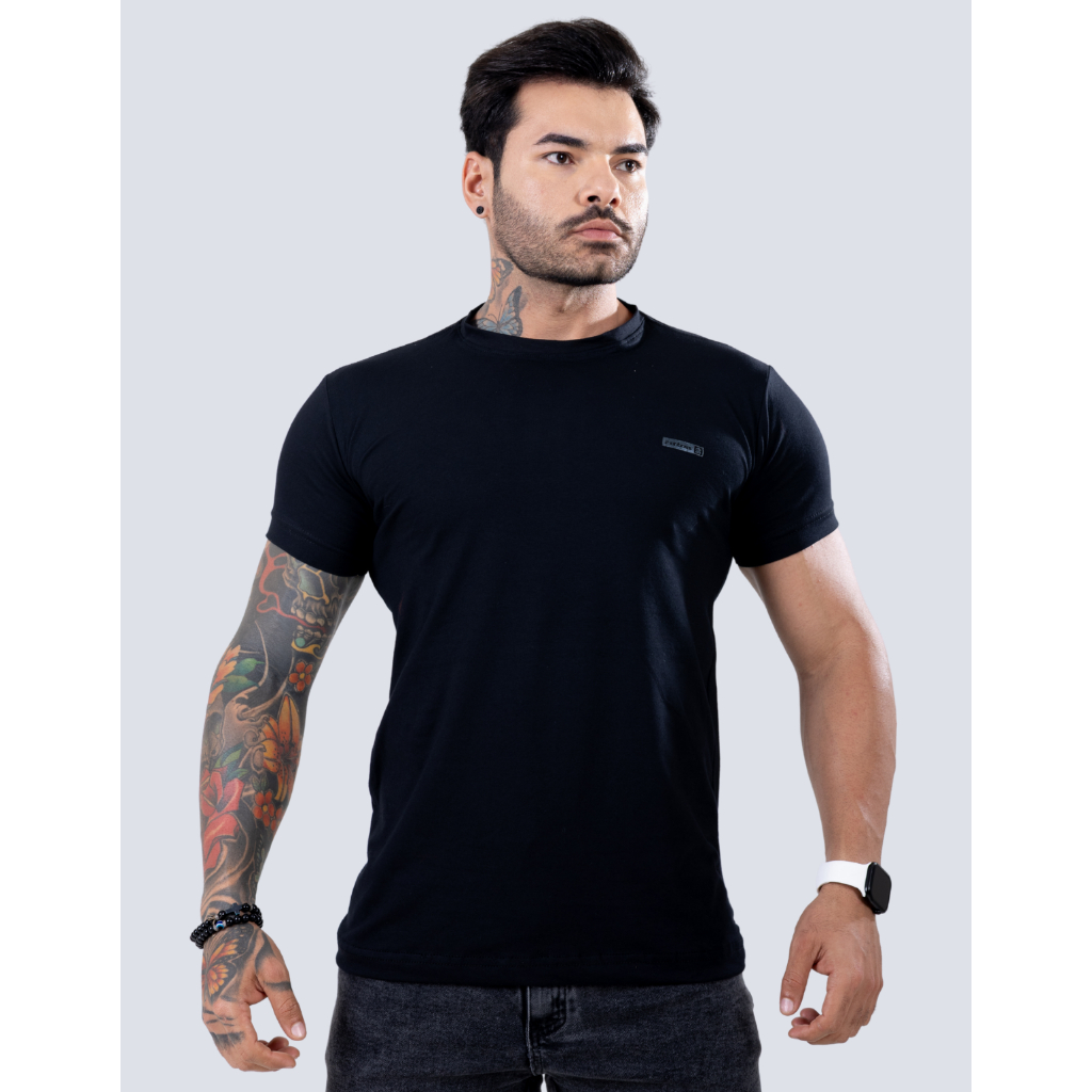 Camiseta Peruana P ao GG Elastano Camisa Básica Slim Lisa 100% Algodão Moda Verão Confortável