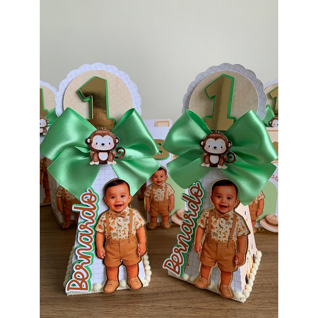 Kit Luxo Caixas Personalizadas Safari| Lembrancinhas| Safari| Festa Infantil Menino| Mascotinho Personalizado IA Safari