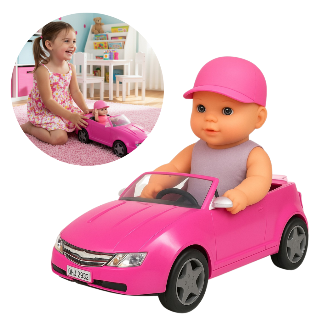 Boneca Menina Passeio com Carro Rosa Carrinho de Boneca Conversivel em Oferta na Shopee
