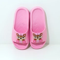 Chinelo Nuvem Raposa Slide Leve Flexível Infantil Juvenil Feminino Rosa