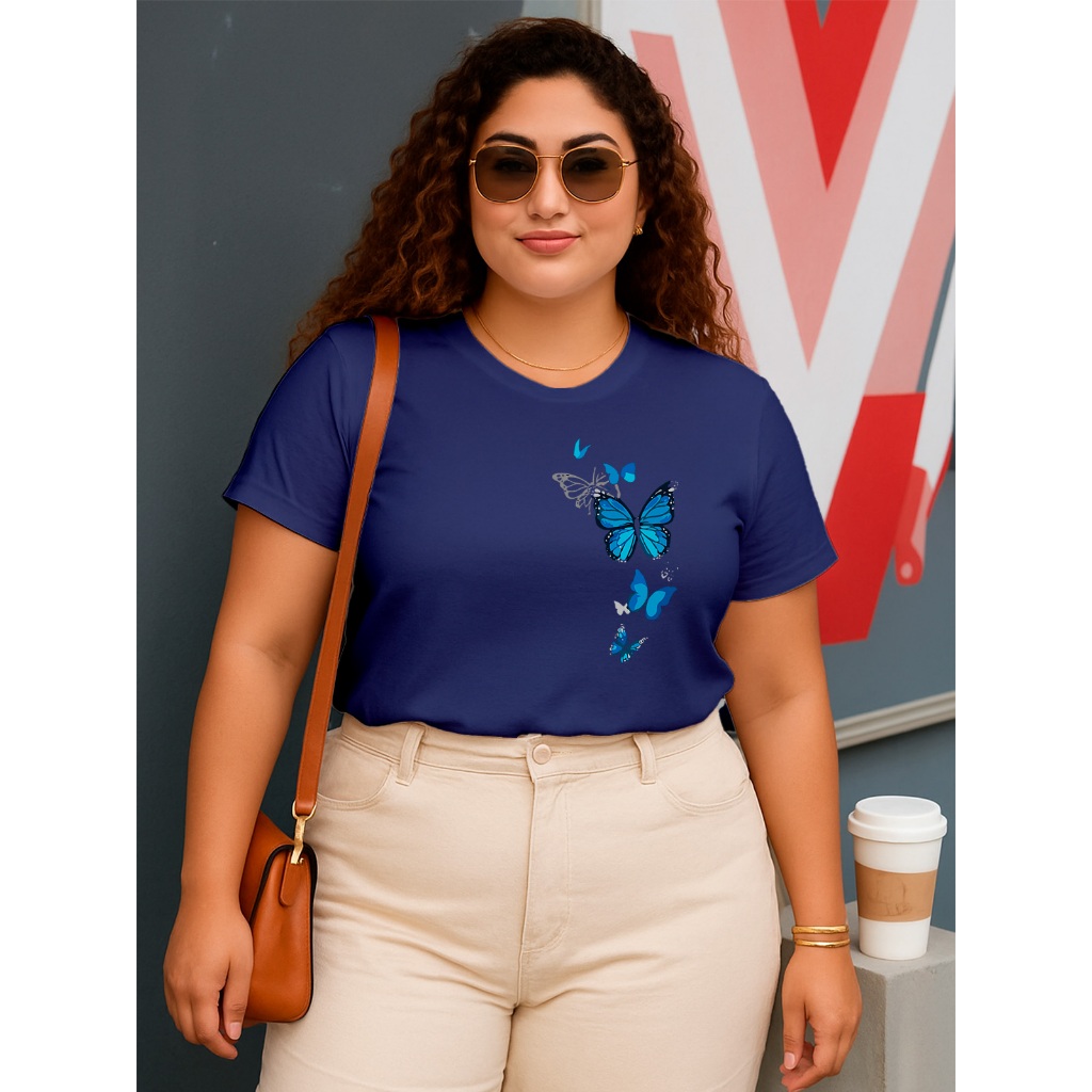 Camiseta Feminina Plus Size T-Shirt Algodão Diversas Confortavel e Lindas Varias Estampas em Oferta na Shopee