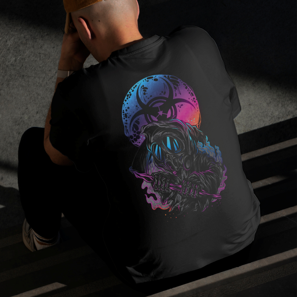 Camiseta Masculina Estampada Proteção Radioativa 100% Algodão Estilo Conforto Diário Do Tamanho P GG