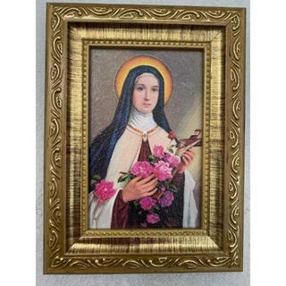 QUADRO SANTA TERESINHA DO MENINO JESUS 10X15 CM RESINADO MOLDURA DOURADA PREMIUM em Oferta na Shopee
