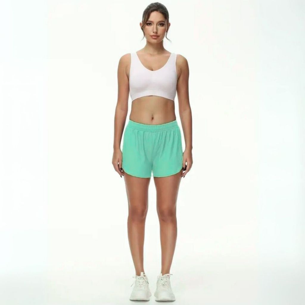Short Feminino Tactel Fitness Moda Academia Cintura Alta Confortável Leve Estilo Esportivo Ideal Para Treino Corrida