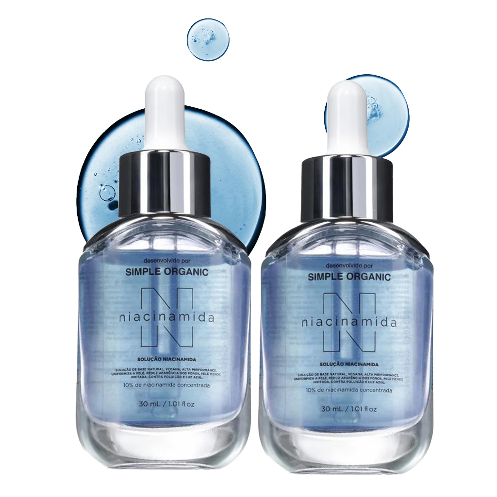 Kit 2 Sérum Niacinamida Solução Facial Skin Care Controla Oleosidade, Reduz Poros Simple Organic em Oferta na Shopee
