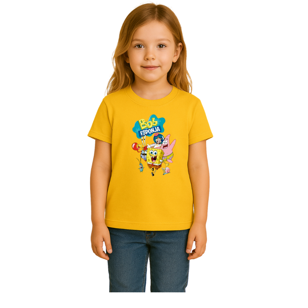Camiseta Bob Esponja e sua Turma Fenda do Biquini Algodão