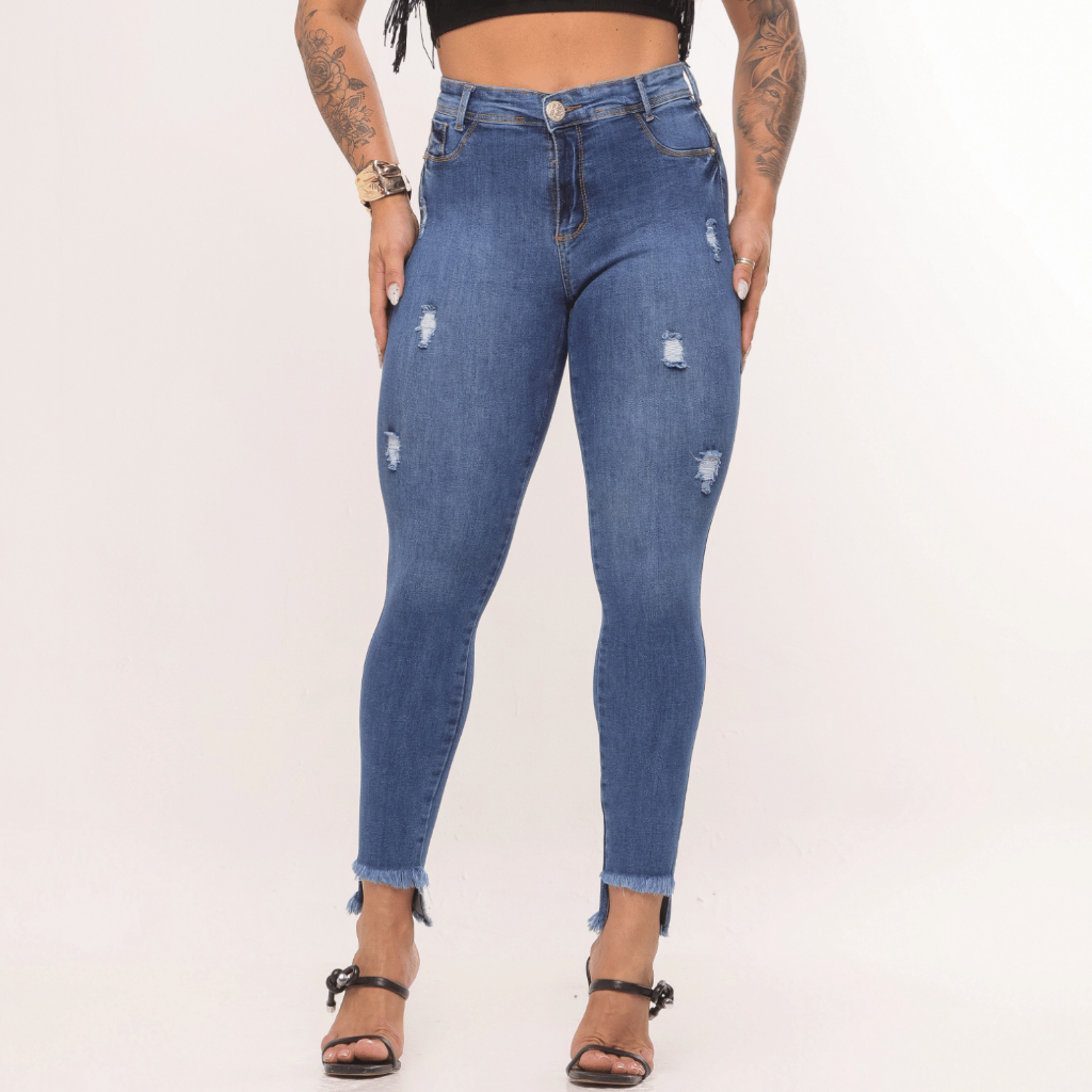 Calças Feminina Cintura Alta Jeans Com Lycra Levanta Bumbum Modeladora Cuty Hot Pants Premium em Oferta na Shopee