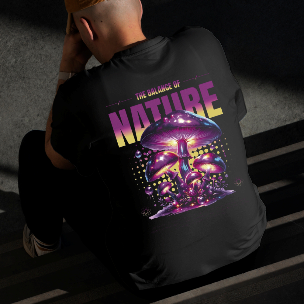 Camiseta Masculina Estampada Cogumelo Roxo 100% Algodão Estilo Conforto Diário Do Tamanho P ao GG