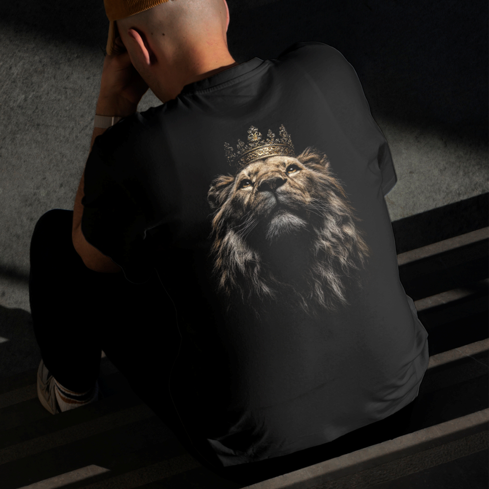 Camiseta Masculina Estampada Leão Rei 100% Algodão Estilo Conforto Diário Do Tamanho P ao GG