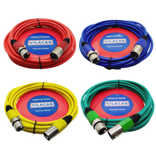Kit 4 Cabos Microfone Dmx Xlr Cores Vibe-x Vilacab Stereo Balanceado Áudio Som Phantom Power Led em Oferta na Shopee