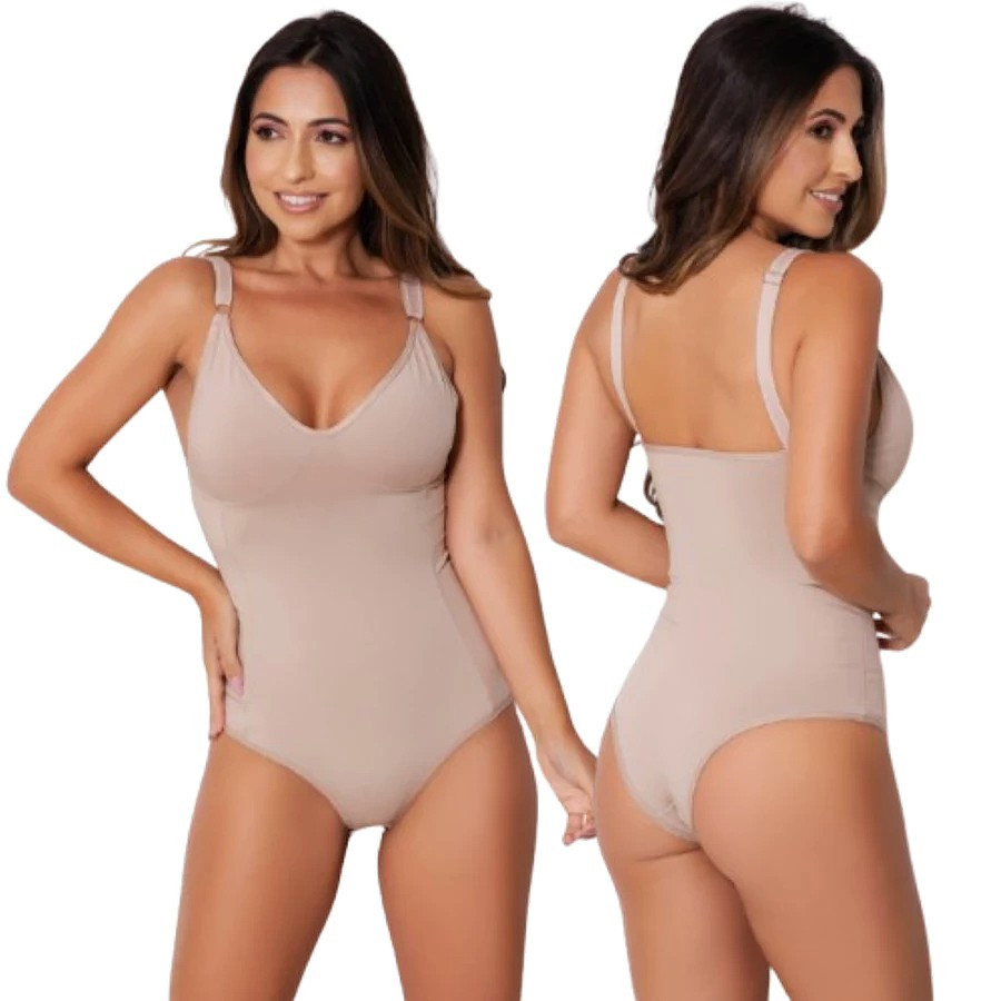 Body Compressão Liso Sem Bojo Moda Casual Lingerie Conforto Collant Elegantem
