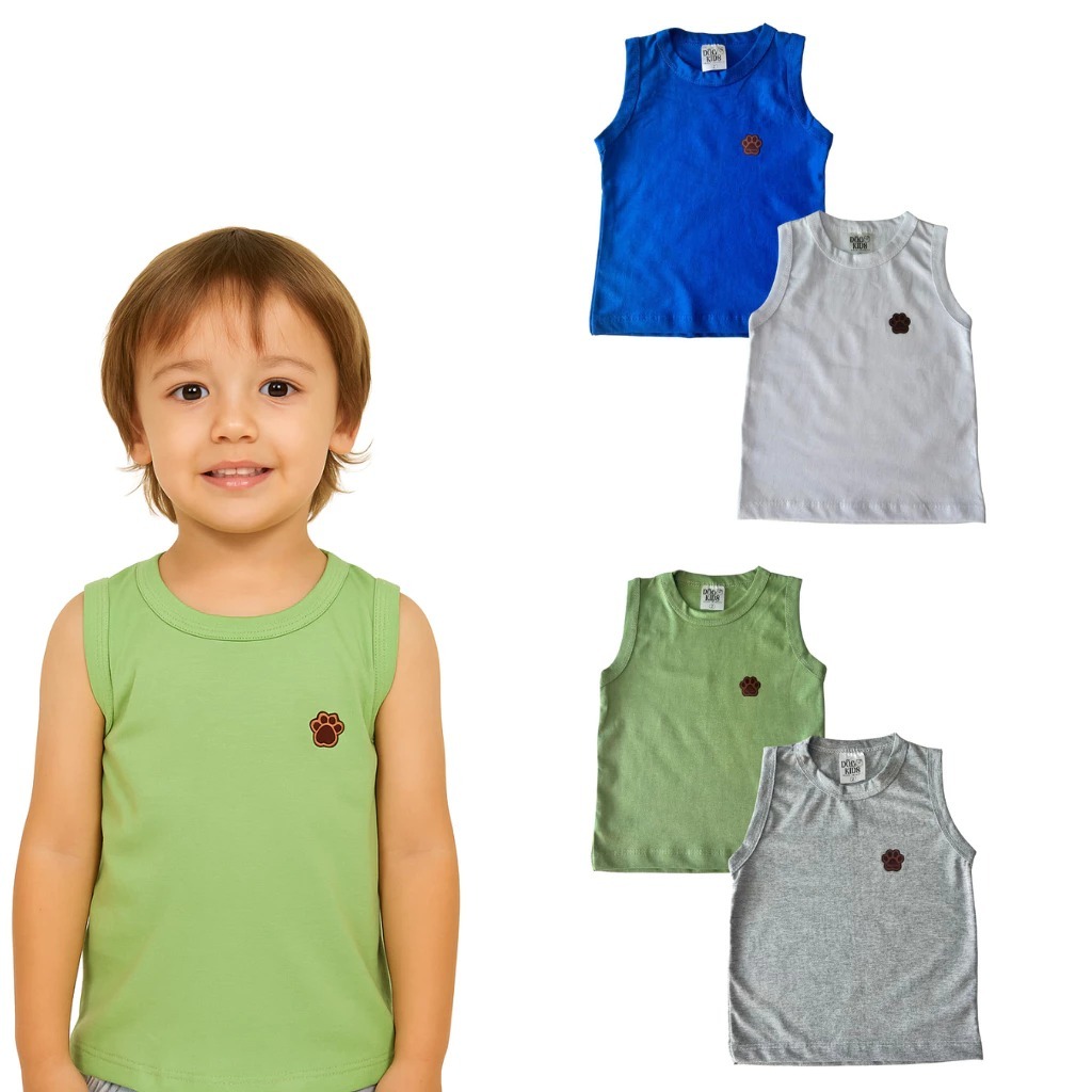 Kit 2 Regatas de Menino Sortidas - Verão Masculino - Premium 100% Algodão