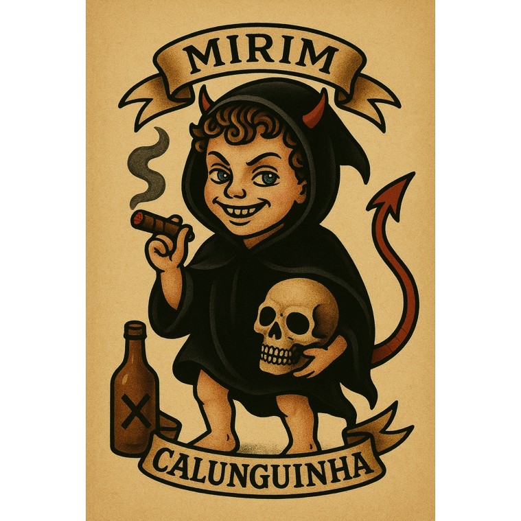 Quadro Decorativo Exu Mirim Calunguinha - Estilo Old School 60x40cm