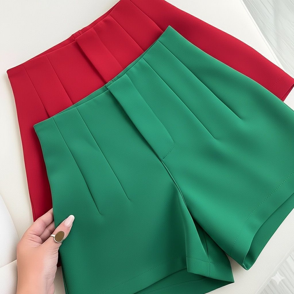 Short Alfaiataria Feminino Social Modelo Zara Cintura Alta Ziper Lateral