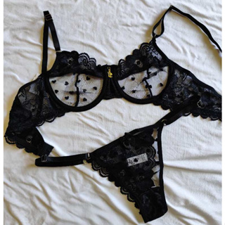 Conjunto Afrodite - Tule transparente com detalhes floral, Tule e Renda em Oferta na Shopee