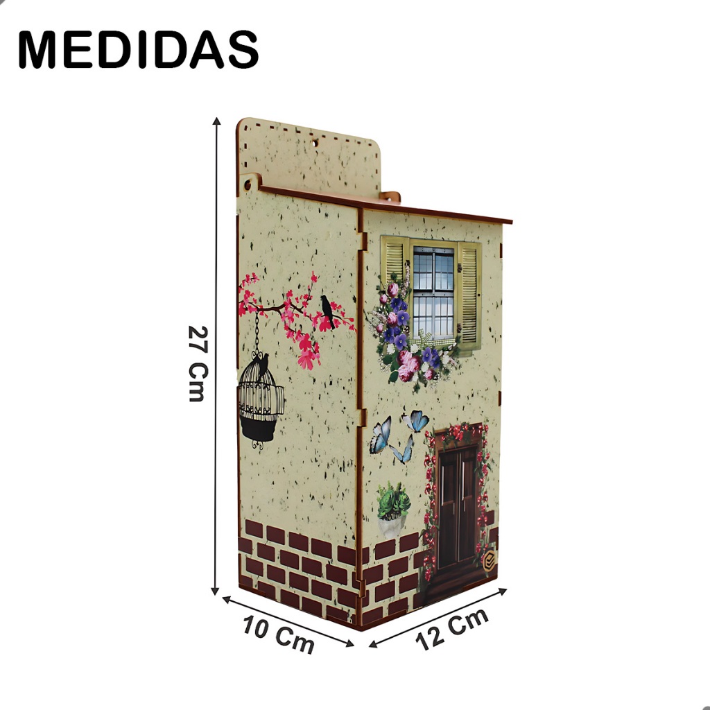 Puxa Saco Charmoso em Mdf Presente para Organizar Saco Sacolas na Cozinha Lavanderia Casinha Adesivada