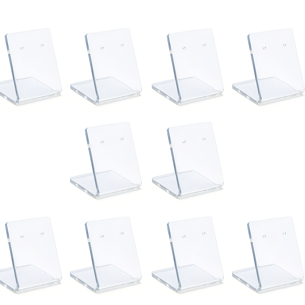 Kit Expositor de Brincos Acrílico Pequeno Transparente - 10 Unidades