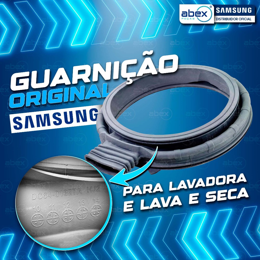 Guarnição Borracha Porta Lava E Seca Samsung WD0854 WD106 WD103 WD856 WD8854 DC64-01827A Original
