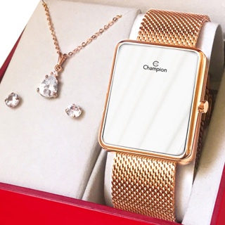 Relógio Champion Feminino Dourado Digital LED Original com garantia de 1 ano acompanha colar e brincos em Oferta na Shopee