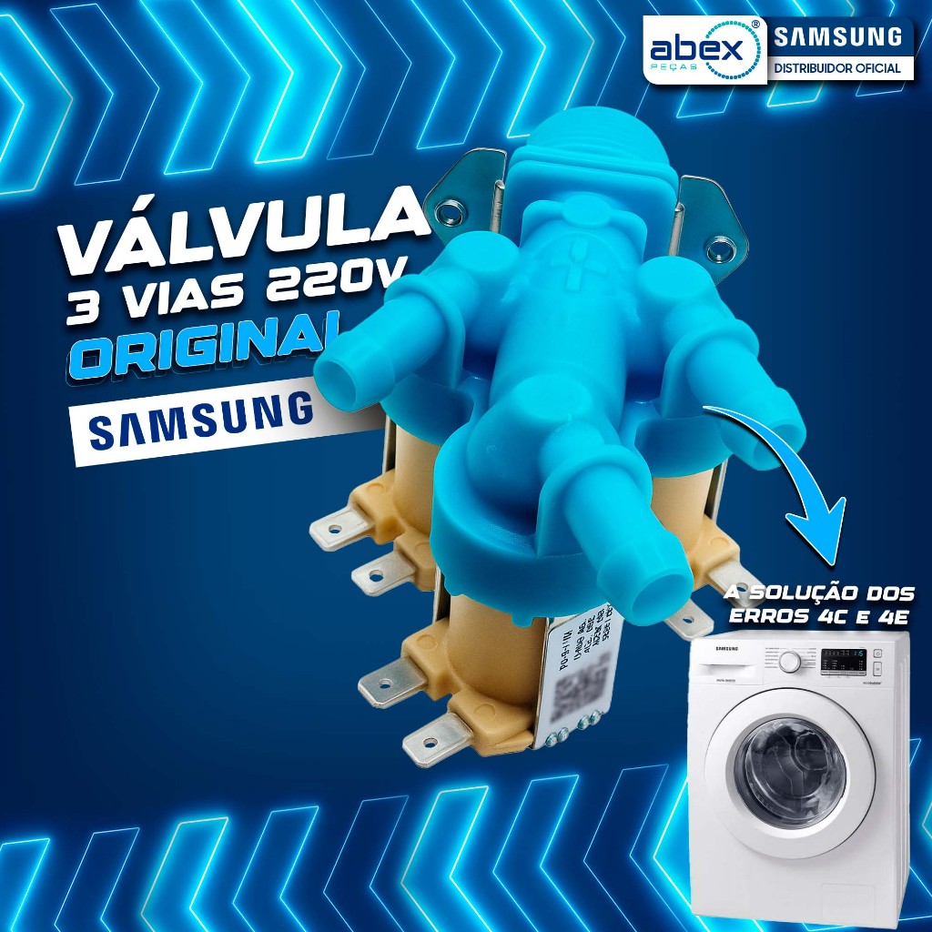 Valvula 3 Vias Entrada De Água Lava E Seca Samsung 220v Nf em Oferta na Shopee