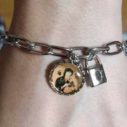 Pulseira Cadeia de Consagração Nossa Senhora Perpétuo Socorro - Aço Inox Unissex