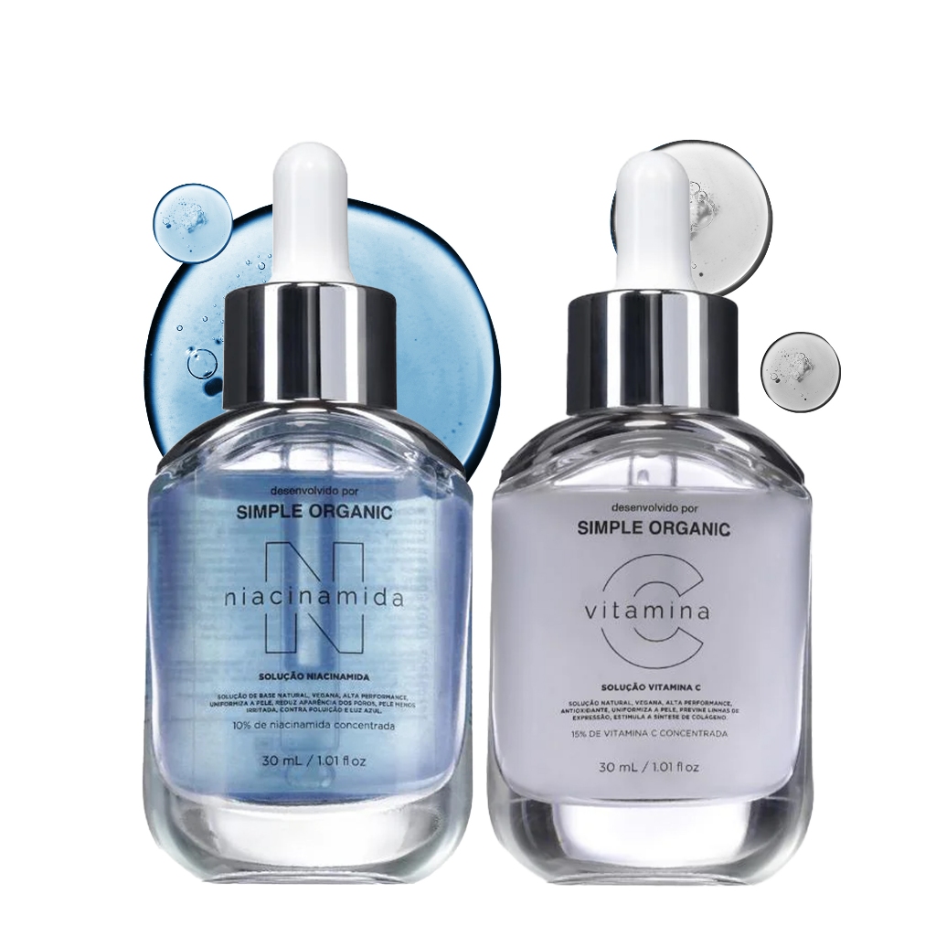 Kit Sérum Solução Niacinamida + Vitamina C Simple Organic