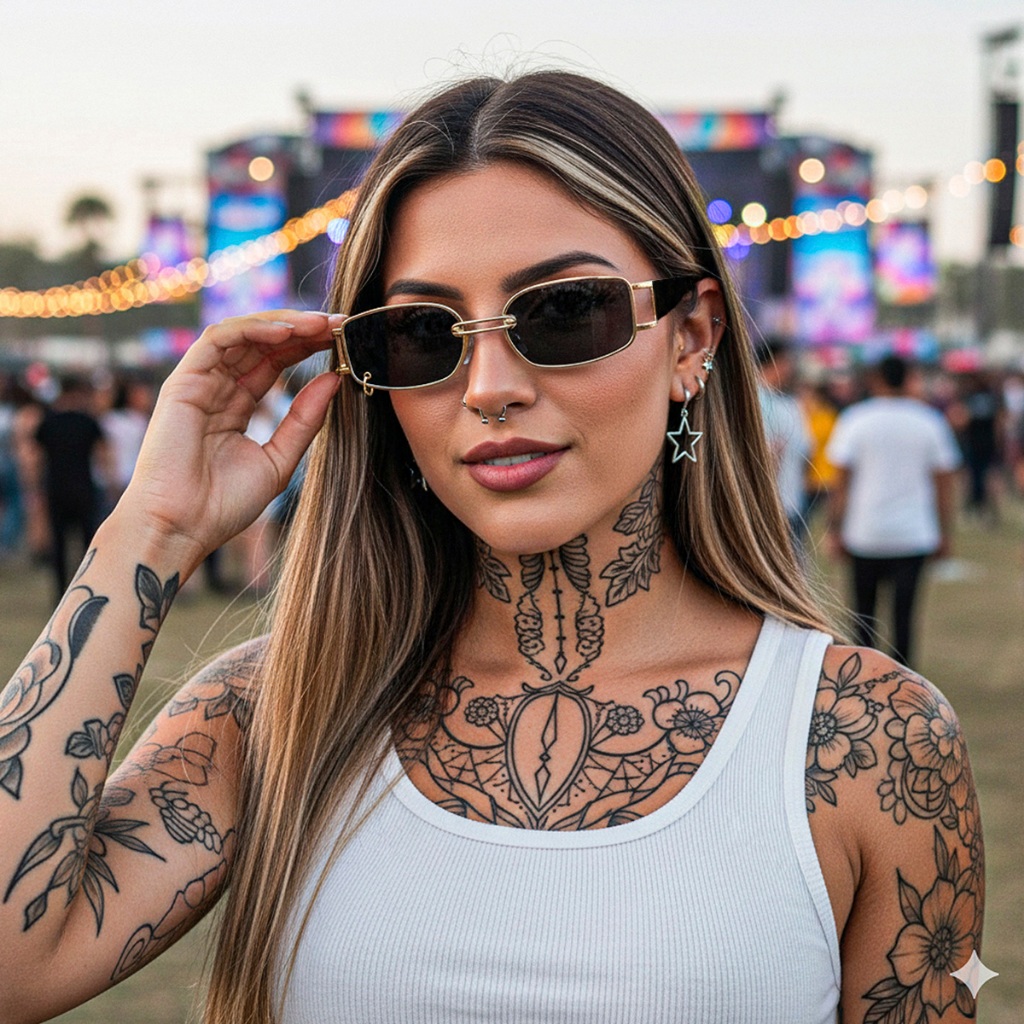 Óculos de Sol Feminino Ilook Luxury Estilo Retrô Metálico Pequeno Detalhe de Argola e Dupla Ponte Fashionista UV400 em Oferta na Shopee