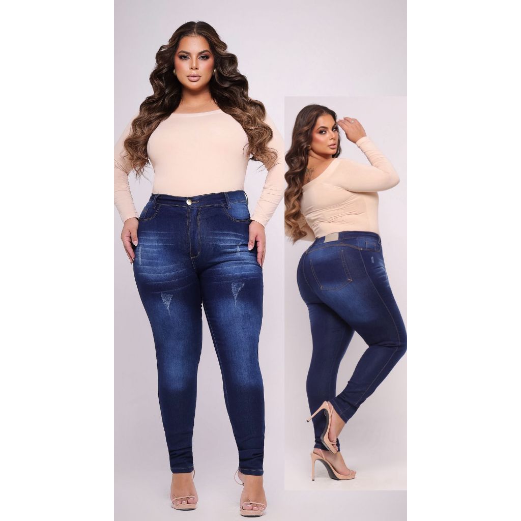 Calça  Feminina SKINNY PLUS SIZE Jeans 48 Até o 54 em Oferta na Shopee