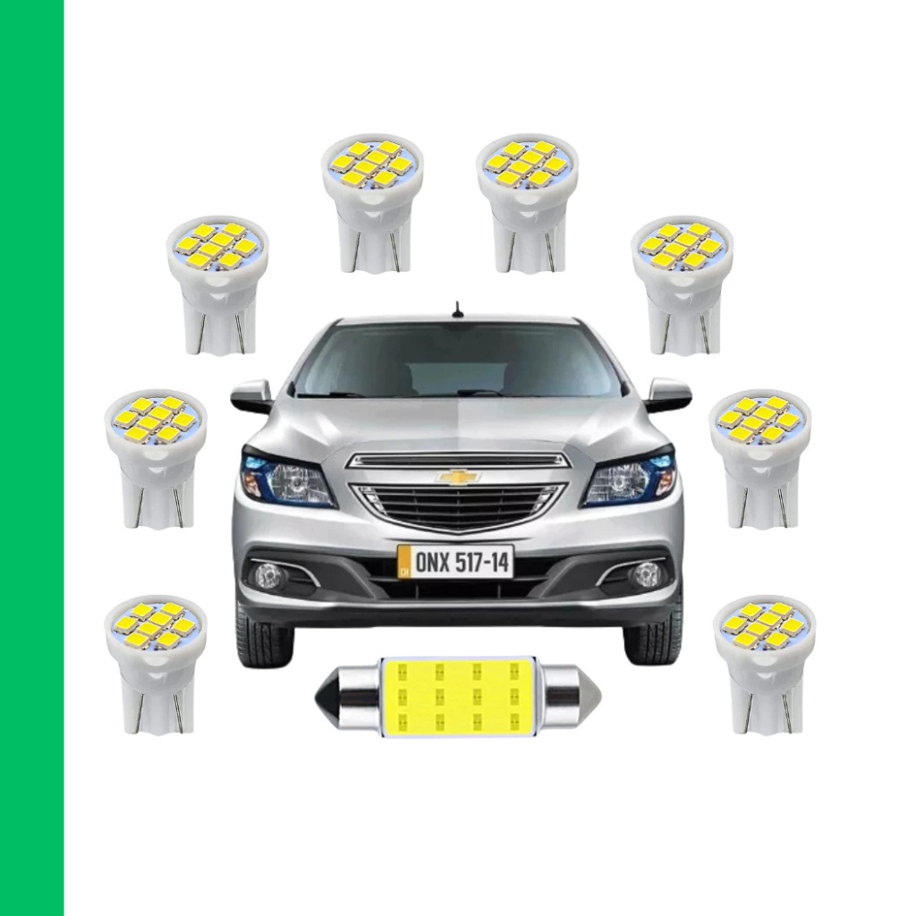 Kit Lâmpada led Chevrolet Ônix 2021 2022 2023 (Teto Ré Placa Farolete Cortesia Frente Porta Malas) T10 torpedo 1 polo 18