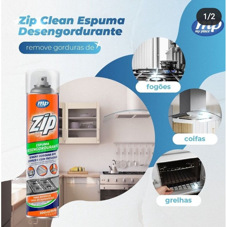 Até 4 Unidades de Espuma Desengordurante Limpeza Pesada Zip 300Ml - My Place