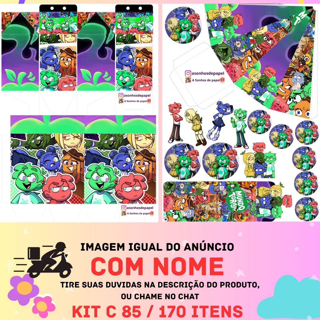 kit Festa c/ 85 ou 170 itens Lembrancinha - Mundo Torajo  - COM NOME Personalizado