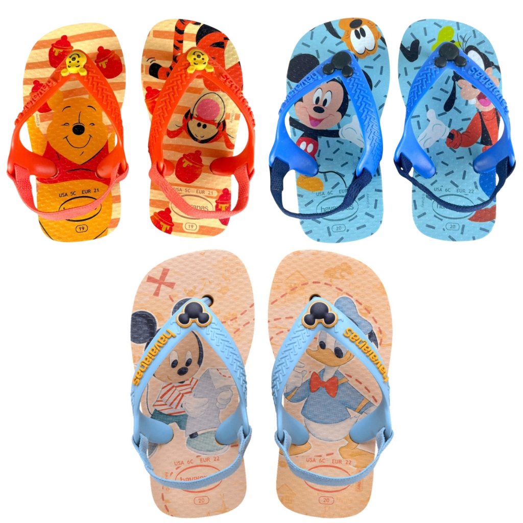 Chinelo Havaianas Baby Disney Classics Infantil Com Elástico Original Mickey Pooh