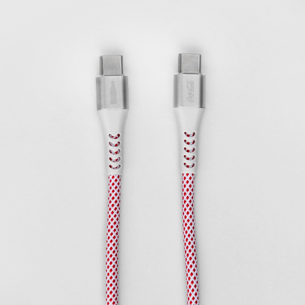 Cabo USB-C para USB-C Branco | Elite Cable Coca-Cola em Oferta na Shopee