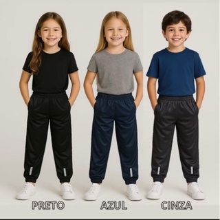 Kit 03 Calças Jogger Infantil ótimas para escola e atividades físicas do 04 ao 16 em Oferta na Shopee