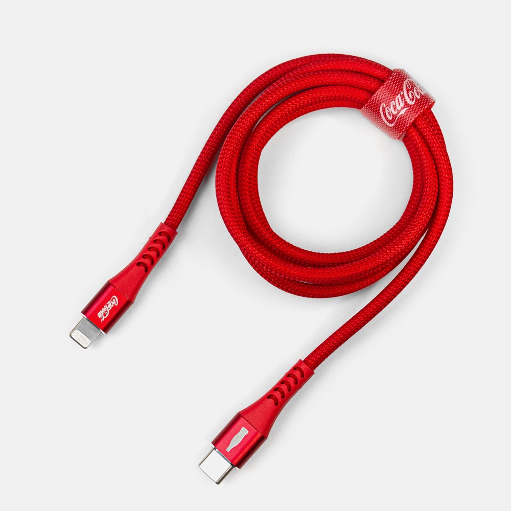 Cabo MFI Lightning para USB-C Vermelho | Elite Cable Coca-Cola em Oferta na Shopee