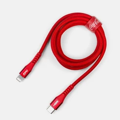 Cabo USB-C para Lightning Certificado MFi para iPhone 1,2m Trançado Turbo Vermelho Elite Cable Coca-Cola