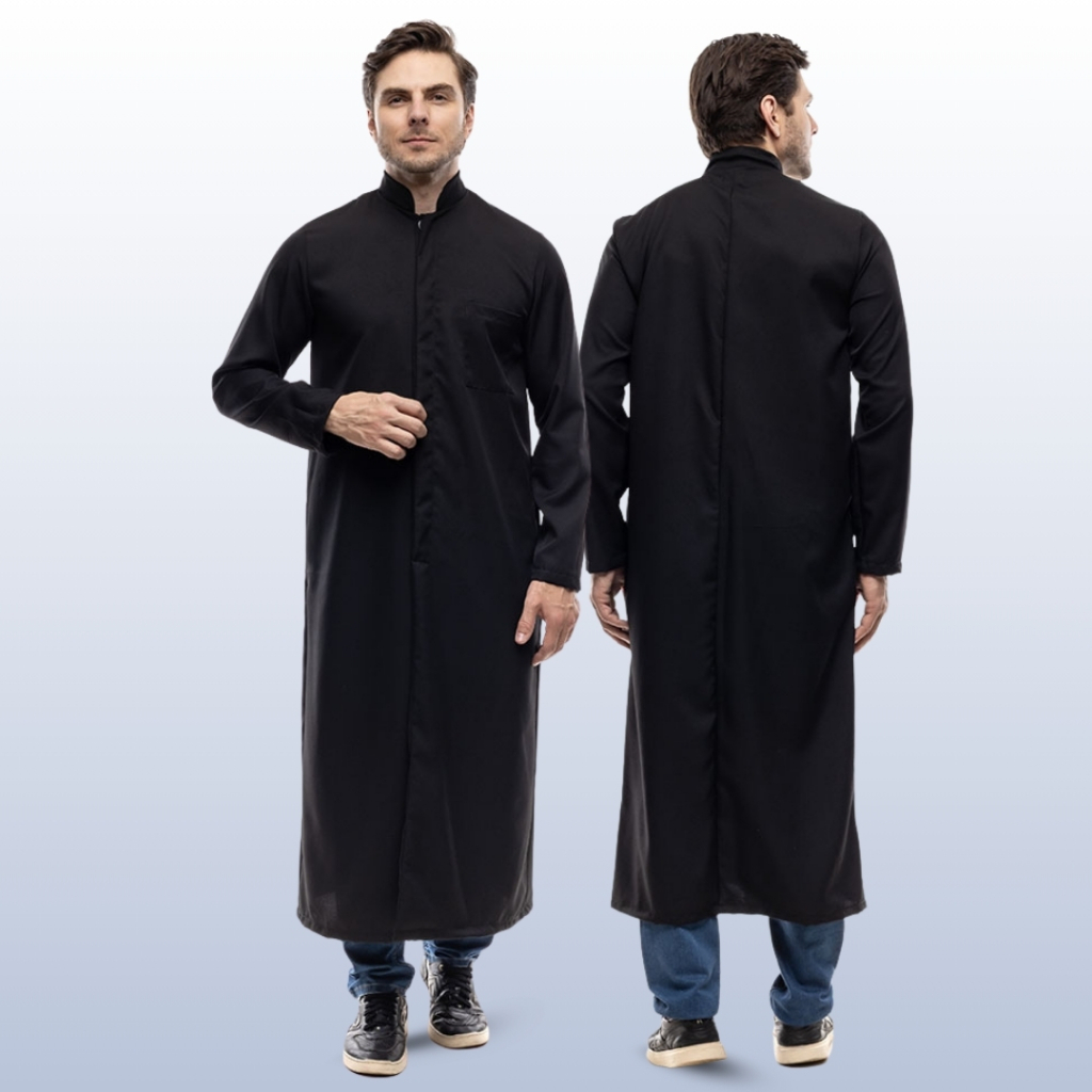 Balandrau Maçônico Tradicional em Gabardine Preto | Roupa Ritualística com Corte Moderno