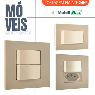 Conjunto Tomada Embutir Moveis Mobili Areia 10a 20a Bege Marrom Interruptor Recta Satin Fosco Blux