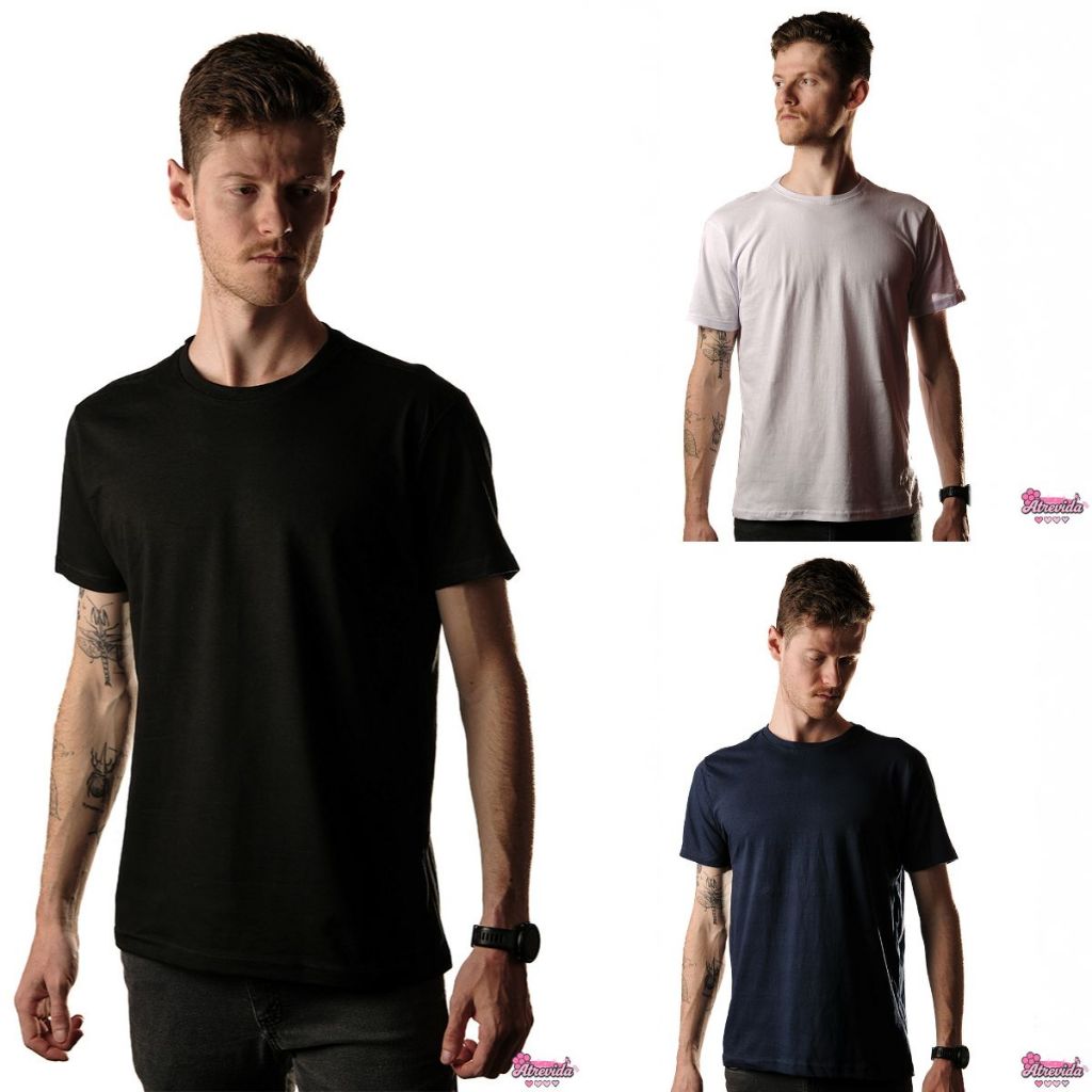 Kit 3 Camisetas Masculina Lisas Algodão 100% Confortável Academia Confortável Cores Sortidas 30.1