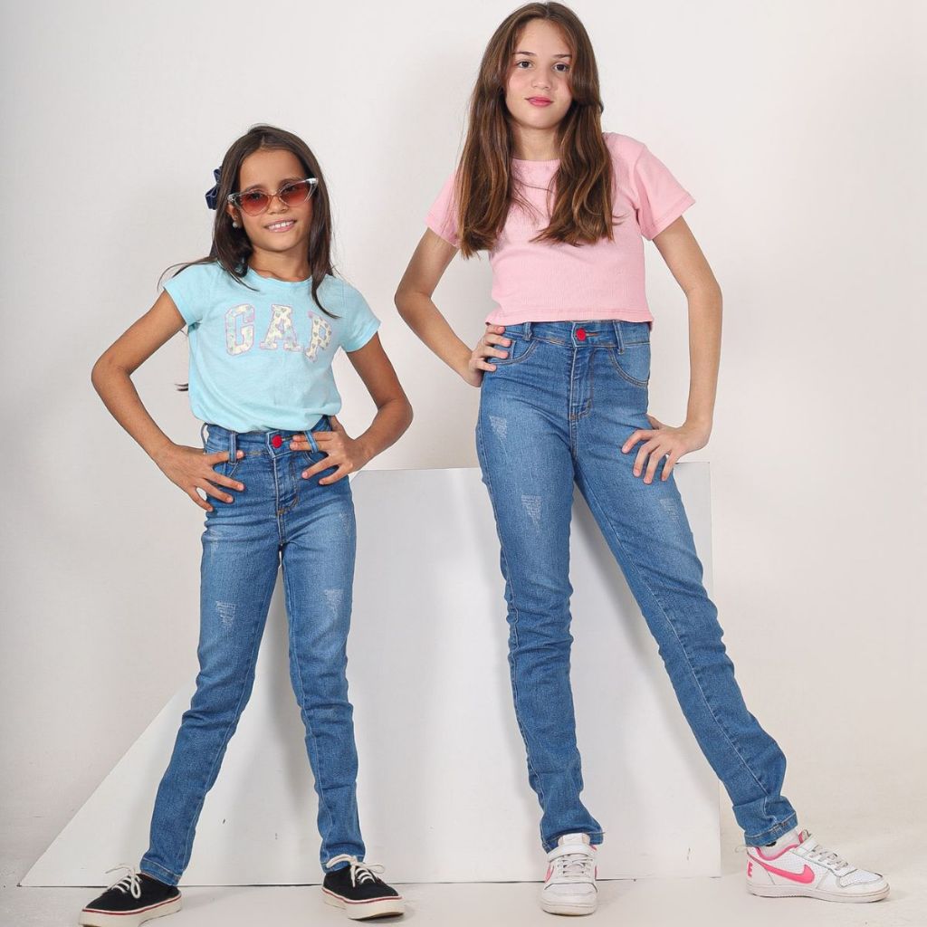 CALÇA SKINNY Jeans roupa infantil Meninas juvenil Até 12 Anos Lycra Elastano Slim Escola em Oferta na Shopee