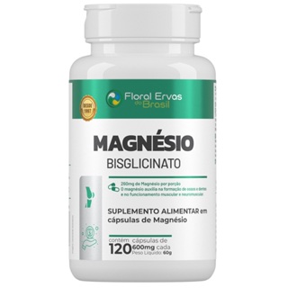 Magnésio Bisglicinato 600mg 120 Cápsulas Floral Ervas em Oferta na Shopee