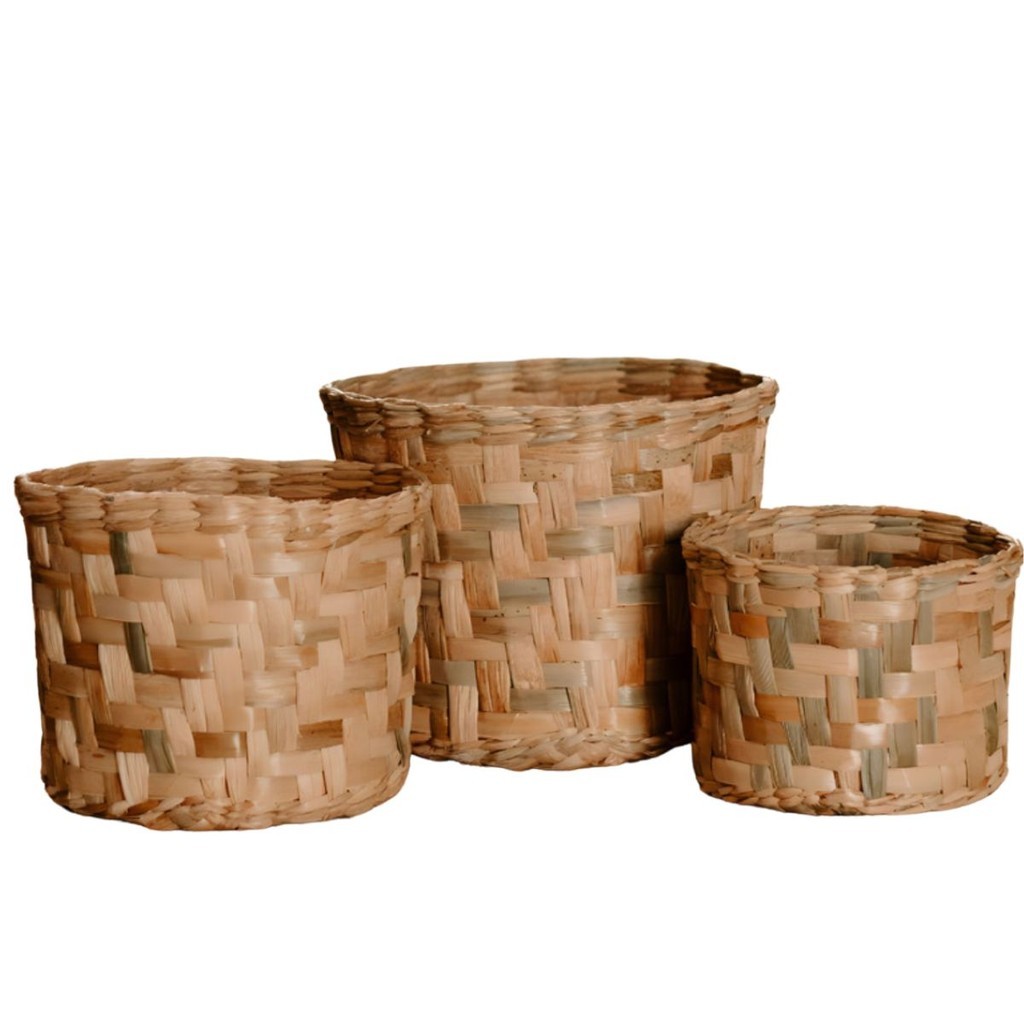 Vaso Cachepot Taboa Natural Kit 3 Peças -p/m/g