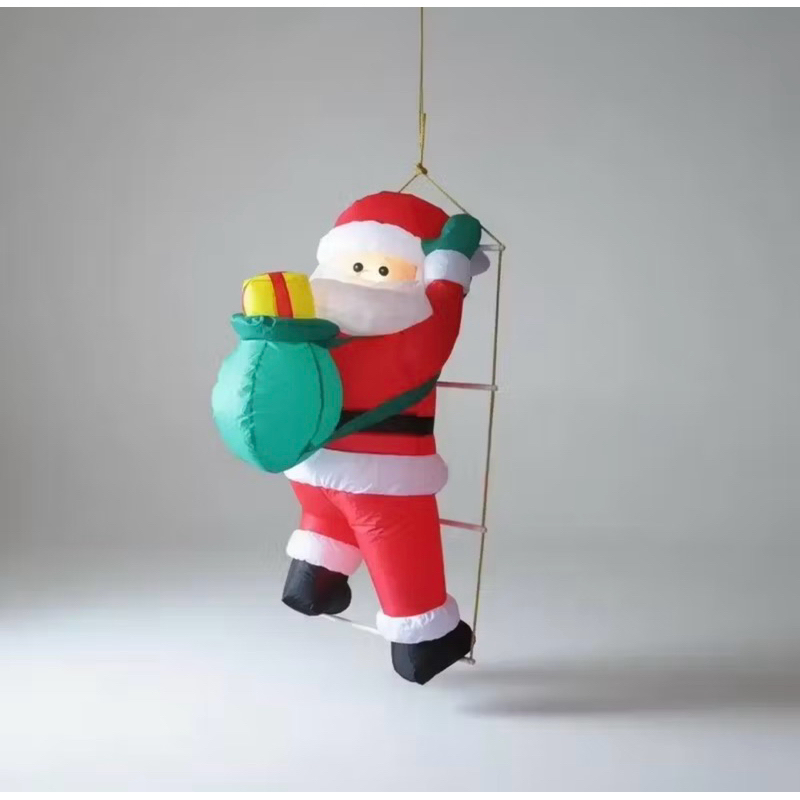 ENFEITE NOEL INFLAVEL COM LEDS | TAM.: 90CM | BIVOLT 110/220 | BONECO PAPAI NOEL NA ESCADA | DECORAÇÃO EXTERNA | NATAL