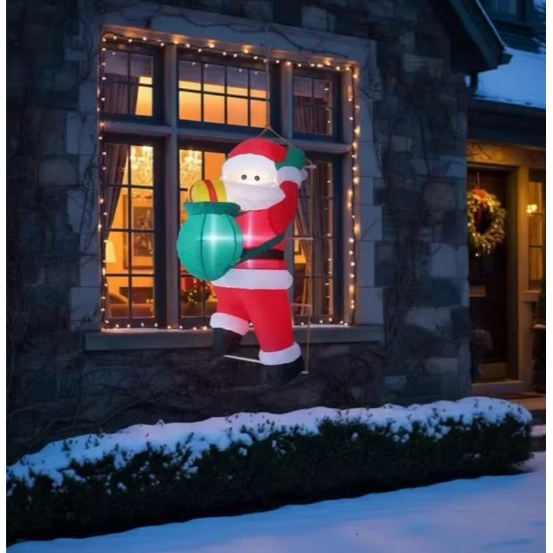 ENFEITE NOEL INFLAVEL COM LEDS | TAM.: 90CM | BIVOLT 110/220 | BONECO PAPAI NOEL NA ESCADA | DECORAÇÃO EXTERNA | NATAL